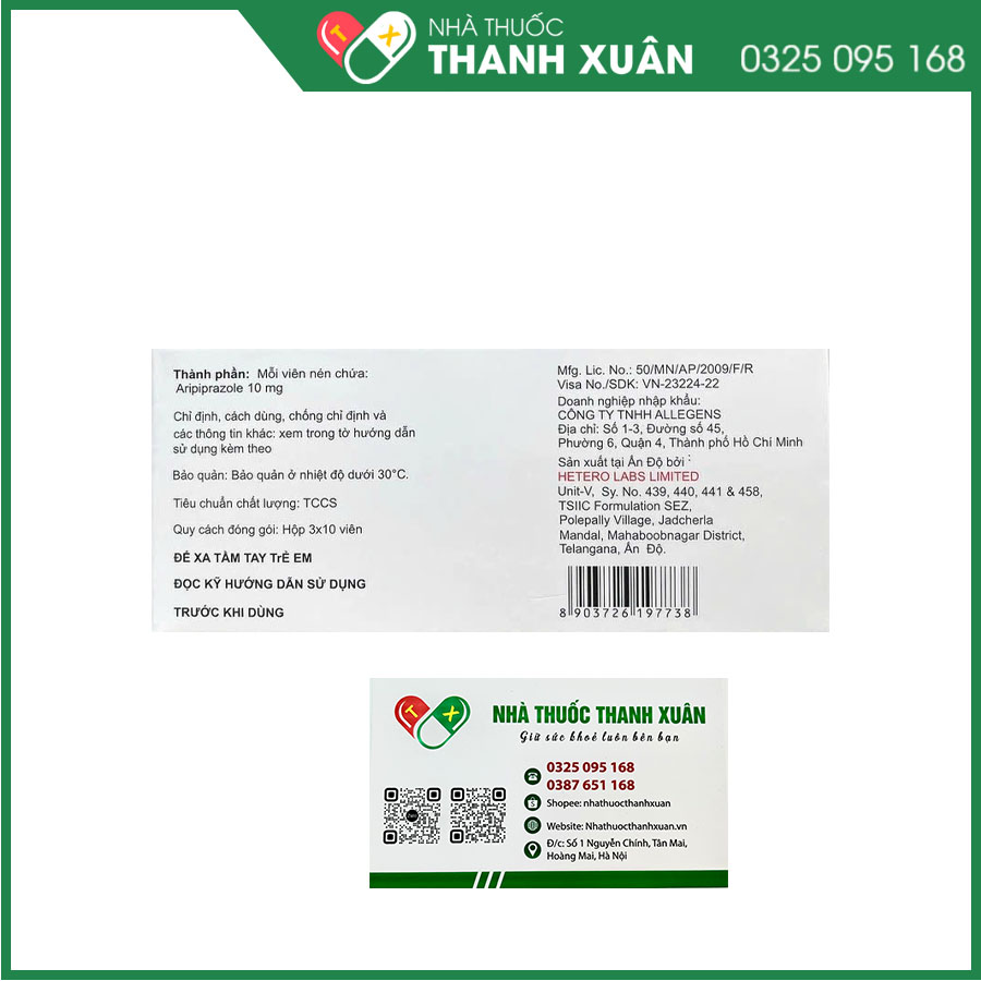 Aritero 10 điều trị tâm thần phân liệt, rối loạn lưỡng cực